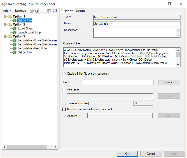 MDT: Running a single PowerShell Cmdlet from a Task Sequence Step