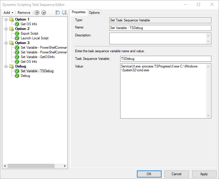 MDT: Running a single PowerShell Cmdlet from a Task Sequence Step