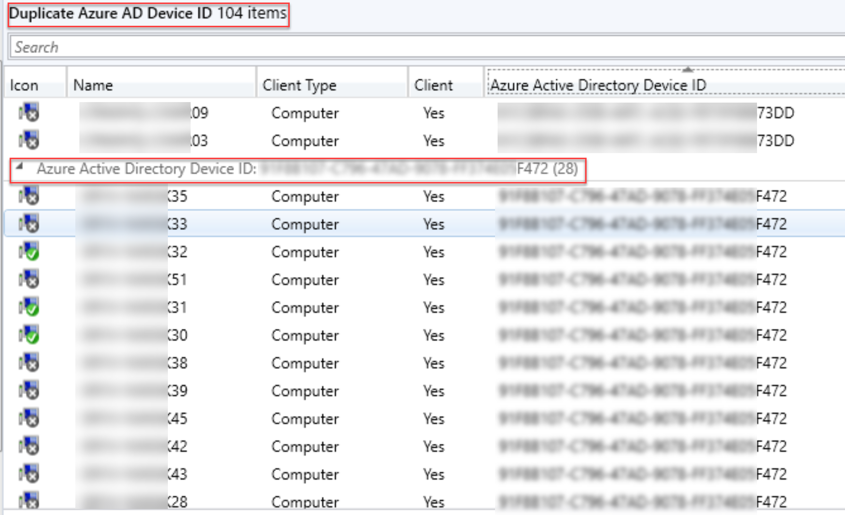 Grouped by Azure Active Directory Device ID